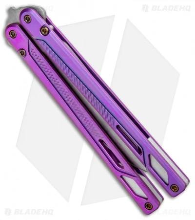 EOS Serpent Balisong Butterfly Knife Purple Ti (4.1" Stonewash) 3 EOS Serpent Balisong Butterfly Knife Purple Ti (4.1" Stonewash) - Image 3