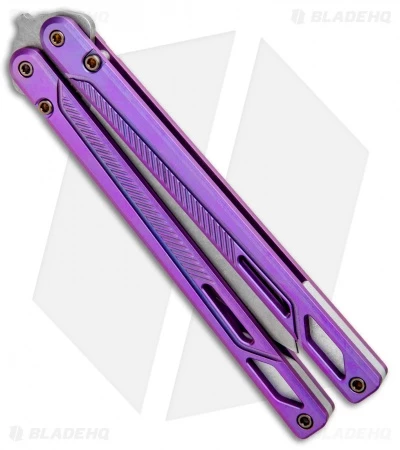 EOS Serpent Balisong Butterfly Knife Purple Ti (4.1" Stonewash) 2 EOS Serpent Balisong Butterfly Knife Purple Ti (4.1" Stonewash) - Image 2