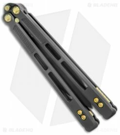 Kershaw Sales Shop -Kershaw Sales Shop EOS Trident Balisong Butterfly Black and Gold Ti DLC BHQ 120798 jr spine