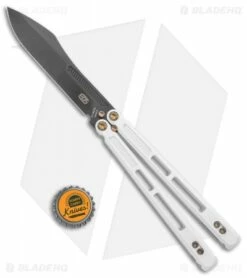 EOS Trident Balisong Butterfly Knife Stormtrooper White Ti (4.5" Black DLC) -Kershaw Sales Shop EOS Trident Balisong Butterfly Stormtrooper Ti DLC BHQ 120797 jr bottlecap