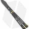 EOS Trident Balisong Butterfly Knife Black Titanium W/ Gold (4.5" Black S30V)