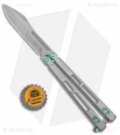 EOS Trident Balisong Butterfly Knife Gray Titanium W/ Green (4.5" SW S30V) -Kershaw Sales Shop EOS Trident SW Green SW BHQ 135854 jr bottlecap