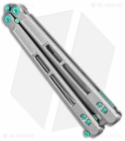 EOS Trident Balisong Butterfly Knife Gray Titanium W/ Green (4.5" SW S30V) -Kershaw Sales Shop EOS Trident SW Green SW BHQ 135854 jr side