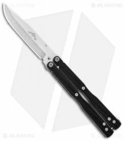 Emerson Longhorse Flipper Balisong Butterfly Knife Black G-10 (3.8" Stonewash)