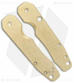 Flytanium Brass Smock Scales For Spyderco Smock - Stonewash