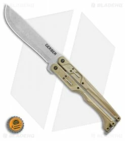 Gerber Doubledown QuadLock Folding Machete Knife Green (6.8" Stonewash) -Kershaw Sales Shop Gerber Doubledown QuadLock Knife Green 6.75 Stonewash 30 001533N BHQ 105511 LS Bottlecap