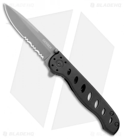 Gerber EVO Liner Lock Knife Black Aluminum (2.75" Gray Serr) 1 Gerber EVO Liner Lock Knife Black Aluminum (2.75" Gray Serr)