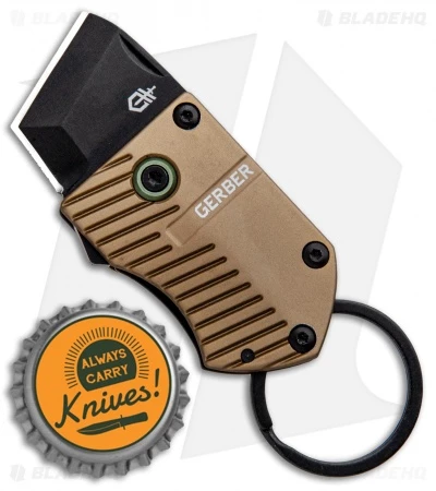 Gerber Key Note Compact Key Chain Knife Tan Aluminum (1" Black) 4 Gerber Key Note Compact Key Chain Knife Tan Aluminum (1" Black) - Image 4