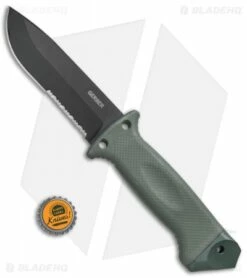 Gerber LMF II ASEK Combat Fixed Blade Combat OD Green (4.8" Black Serr) 1627 -Kershaw Sales Shop Gerber LMF II Infantity Combat Combat OD Green Black Serr GER22 01627G BHQ 72470 jr bottlecap