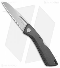 Gerber Shark Belly Lock Back Knife Gray GFN (3.2" Satin Serr) 31-003216