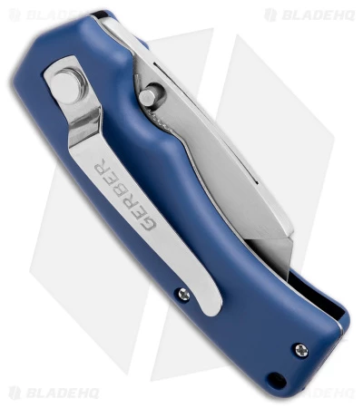 Gerber SuperKnife SK Edge Liner Lock Knife Blue Rubber (2.25" Satin) G669 3 Gerber SuperKnife SK Edge Liner Lock Knife Blue Rubber (2.25" Satin) G669 - Image 3