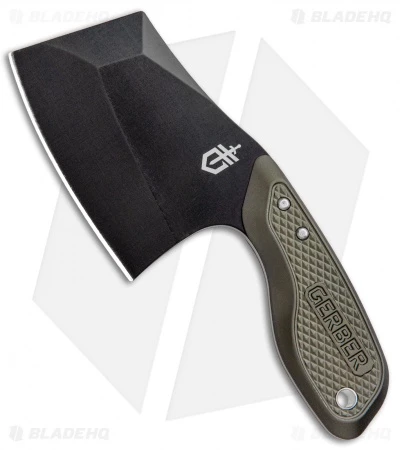 Gerber Tri-Tip Mini Cleaver Fixed Blade Knife Green (2" Black) 1 Gerber Tri-Tip Mini Cleaver Fixed Blade Knife Green (2" Black)
