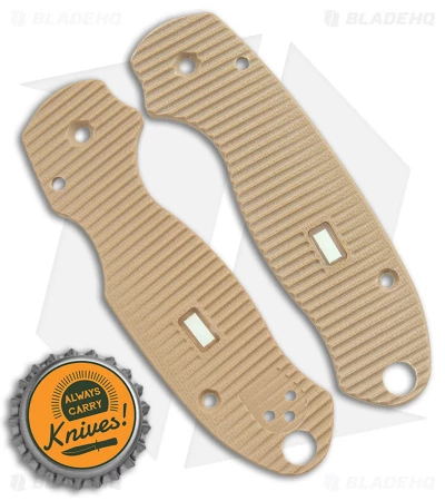 Glow Rhino Spyderco Paramilitary 3 Tan G-10 Scales - Green Tritium 3 Glow Rhino Spyderco Paramilitary 3 Tan G-10 Scales - Green Tritium - Image 3