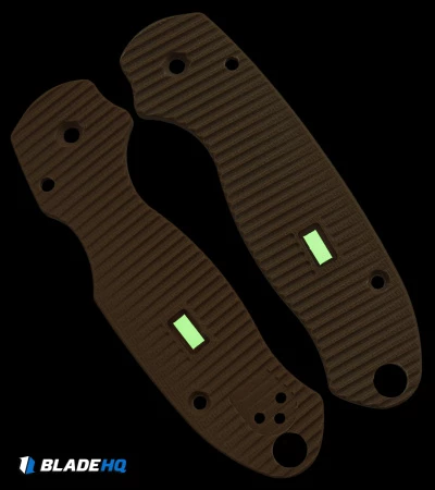 Glow Rhino Spyderco Paramilitary 3 Tan G-10 Scales - Green Tritium 2 Glow Rhino Spyderco Paramilitary 3 Tan G-10 Scales - Green Tritium - Image 2