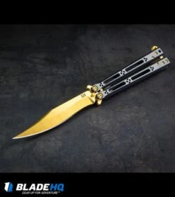 Hom Design Basilisk Elite Balisong Butterfly Knife PVD Ti (4.6" Gold) -Kershaw Sales Shop HOM Basilisk Balisong kp 3