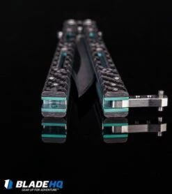 Hom Design Basilisk-R Balisong Butterfly Knife CF W/Teal Liners (4.6" Stonewash) 12 Hom Design Basilisk-R Balisong Butterfly Knife CF W/Teal Liners (4.6" Stonewash) -Kershaw Sales Shop HOM Design Balisong Butterfly knife BHQ kp black handles web