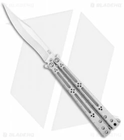 Hom Design Basilisk-R Titanium Balisong Butterfly Knife (4.6" Satin) CF Spacers