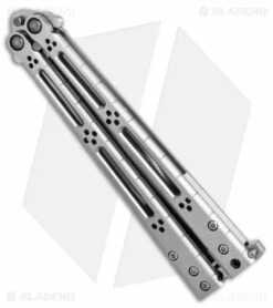 Hom Design Basilisk-R Titanium Balisong Butterfly Knife (4.6" Satin) Ti Spacers -Kershaw Sales Shop HOM Design Basilisk R Titanium balisong butterfly knife satin BHQ 36921 er side