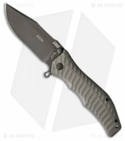 HTM Darrel Ralph Large Gun Hammer Bowie Spring Assisted Knife Gray (3.8" Black)