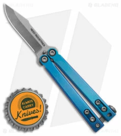 Heed Industries CFX Balisong Butterfly Knife Titanium - Ano Blue (1.9" Satin) -Kershaw Sales Shop Heed Industries CFX Balisong Butterfly Knife Ti Ano Blue 1in Satin BHQ 181380 td size