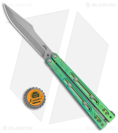 Heed Industries SeaKnight Butterfly Knife Antique Blue/Green Ti (4.6" Stonewash) 5 Heed Industries SeaKnight Butterfly Knife Antique Blue/Green Ti (4.6" Stonewash) - Image 5
