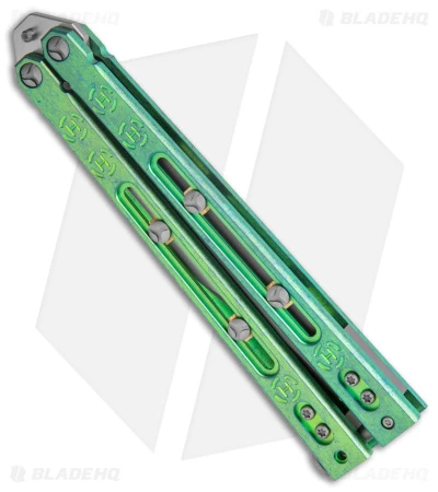 Heed Industries SeaKnight Butterfly Knife Antique Blue/Green Ti (4.6" Stonewash) 2 Heed Industries SeaKnight Butterfly Knife Antique Blue/Green Ti (4.6" Stonewash) - Image 2