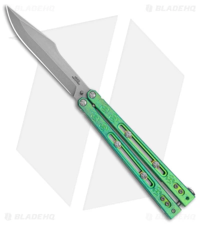 Heed Industries SeaKnight Butterfly Knife Antique Blue/Green Ti (4.6" Stonewash) 1 Heed Industries SeaKnight Butterfly Knife Antique Blue/Green Ti (4.6" Stonewash)