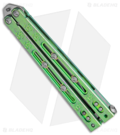 Heed Industries SeaKnight Butterfly Knife Antique Green/Purple Ti (4.6" TT) 3 Heed Industries SeaKnight Butterfly Knife Antique Green/Purple Ti (4.6" TT) - Image 3