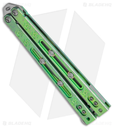 Heed Industries SeaKnight Butterfly Knife Antique Green/Purple Ti (4.6" TT) 2 Heed Industries SeaKnight Butterfly Knife Antique Green/Purple Ti (4.6" TT) - Image 2