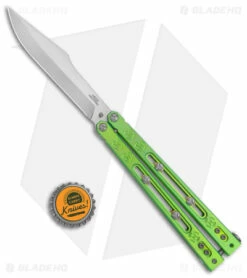 Heed Industries SeaKnight Balisong Butterfly Knife Green Titanium (4.6" Satin) -Kershaw Sales Shop Heed Industries Sea Knight Premium Antique Green Satin BHQ 147069 jr bottlecap