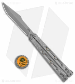 Heed Industries SeaKnight Balisong Butterfly Knife Stonewash Ti (4.6" BB) -Kershaw Sales Shop Heed Industries Sea Knight Premium SW BB SM BHQ 156381 jr bottlecap