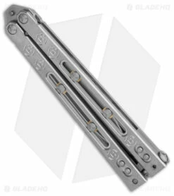 Heed Industries SeaKnight Balisong Butterfly Knife Stonewash Ti (4.6" Stonewash) -Kershaw Sales Shop Heed Industries Sea Knight Premium SW SW BHQ 156384 jr side