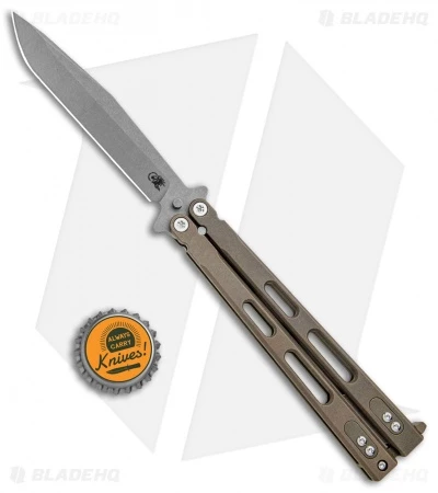 Hinderer Knives Nieves V2 Balisong Butterfly Knife Battle Bronze Ti (Working) 4 Hinderer Knives Nieves V2 Balisong Butterfly Knife Battle Bronze Ti (Working) - Image 4