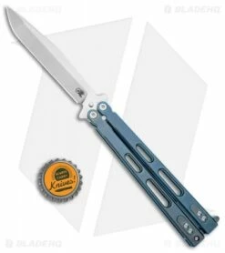 Hinderer Knives Nieves V2 Balisong Butterfly Knife Blue Titanium (Stonewash) -Kershaw Sales Shop Hinderer Knives Nieves Balisong Butterfly Blue Ti SW BHQ 98894 jr bottlecap