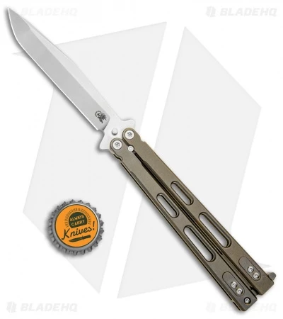 Hinderer Knives Nieves V2 Balisong Butterfly Knife Bronze Ti (4.6" Stonewash) 4 Hinderer Knives Nieves V2 Balisong Butterfly Knife Bronze Ti (4.6" Stonewash) - Image 4