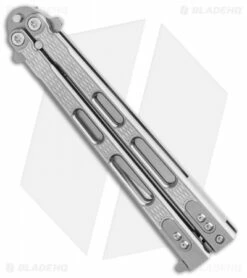 Hinderer Knives Nieves V3 Balisong Butterfly Knife Titanium (4.6" Stonewash) -Kershaw Sales Shop Hinderer Knives Nieves v3 Balisong Butterfly Knife Titanium 4.6in Stonewash BHQ 115560 LS Side