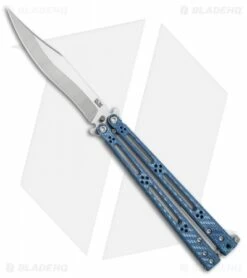 Hom Design Basilisk-R Balisong Butterfly Knife Blue Twill (4.6" Satin)