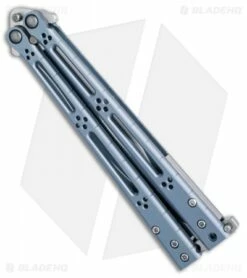 Hom Design Basilisk-R Titanium Balisong Butterfly Knife Blue Ano (4.6" Satin) -Kershaw Sales Shop Hom Design Basilisk R ti blue BHQ 68532 er side