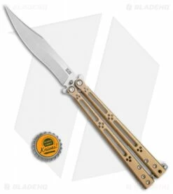 Hom Design Basilisk-R Titanium Balisong Butterfly Knife Bronze Ano (4.6" Satin) -Kershaw Sales Shop Hom Design Basilisk R ti bronze satin BHQ 68514 size