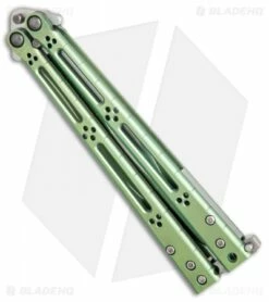 Hom Design Basilisk-R Titanium Balisong Butterfly Knife Green Ano (4.6" Satin) -Kershaw Sales Shop Hom Design Basilisk R ti green satin BHQ 68531 er side