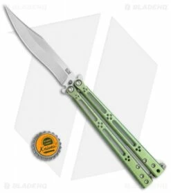 Hom Design Basilisk-R Titanium Balisong Butterfly Knife Green Ano (4.6" Satin) -Kershaw Sales Shop Hom Design Basilisk R ti green satin BHQ 68531 er size
