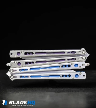 Hom Design Chimera Plus Balisong Knife Satin Ti/Blue G-10 (4.75 Two-Tone) 7 Hom Design Chimera Plus Balisong Knife Satin Ti/Blue G-10 (4.75 Two-Tone) - Image 7