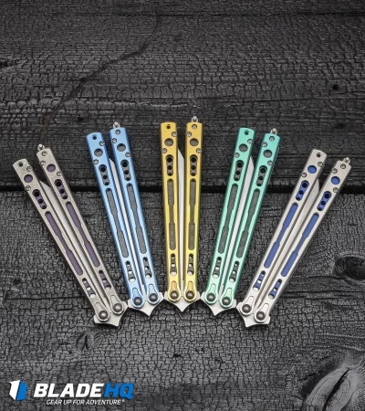 Hom Design Chimera Plus Balisong Knife Satin Ti/Blue G-10 (4.75 Two-Tone) 8 Hom Design Chimera Plus Balisong Knife Satin Ti/Blue G-10 (4.75 Two-Tone) - Image 8