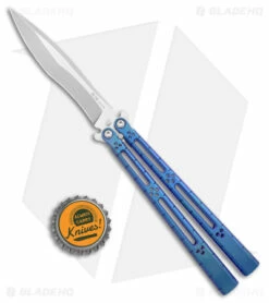 Hom Design I-Basilisk Channel Butterfly Knife Blue Titanium (4.5" Stonewash) -Kershaw Sales Shop Hom Design I Basilisk Channel Butterfly Blue Ti SW BHQ 175601 jr bottlecap