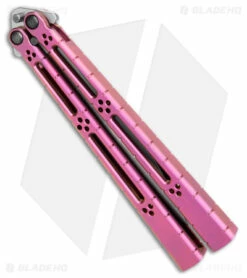 Hom Design I-Basilisk Channel Butterfly Knife Magenta Titanium (4.5" Stonewash) -Kershaw Sales Shop Hom Design I Basilisk Channel Butterfly Magenta Ti SW BHQ 175607 jr side