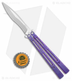 Hom Design I-Basilisk Channel Butterfly Knife Purple Titanium (4.5" Stonewash) -Kershaw Sales Shop Hom Design I Basilisk Channel Butterfly Purple Ti SW BHQ 175605 jr bottlecap