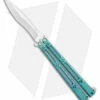 Hom Design I-Basilisk Channel Butterfly Knife Teal Titanium Latched (4.5" Satin)