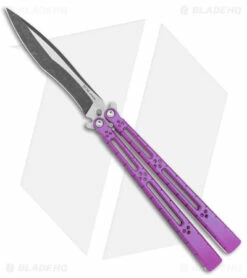 Hom Design I-Basilisk Channel Butterfly Knife Magenta Titanium (4.5" Acid Wash)