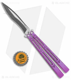 Hom Design I-Basilisk Channel Butterfly Knife Magenta Titanium (4.5" Acid Wash) -Kershaw Sales Shop Hom Design I Basilisk Channel Knife Magenta Ti Acid Wash BHQ 165022 jr bottlecap