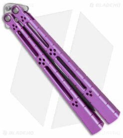 Hom Design I-Basilisk Channel Butterfly Knife Magenta Titanium (4.5" Acid Wash) -Kershaw Sales Shop Hom Design I Basilisk Channel Knife Magenta Ti Acid Wash BHQ 165022 jr side